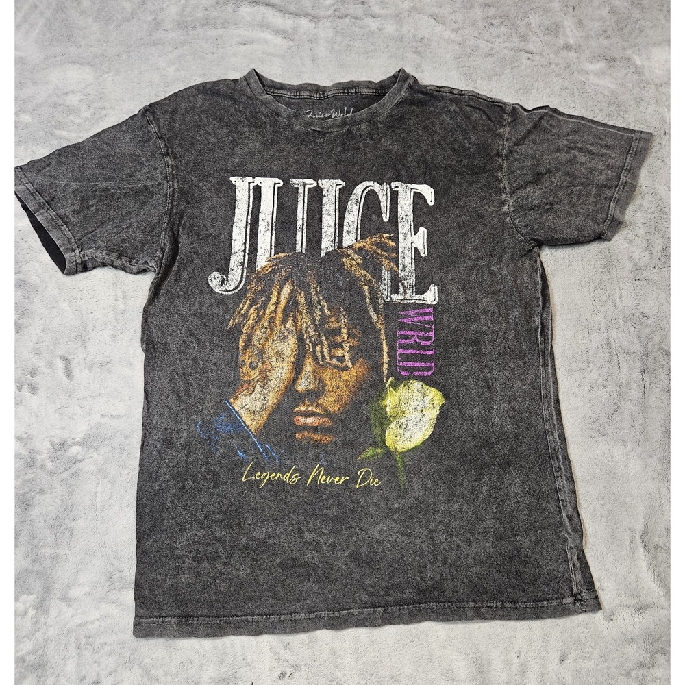 Juice Wrld Legends Never Die T-Shirt Acid Wash Gray Men's Size Medium